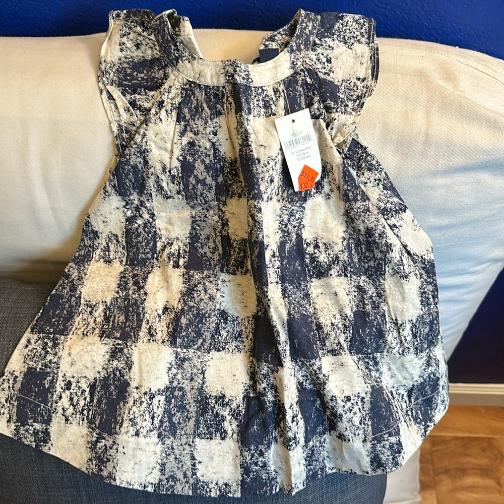 Baby gap navy blue and cream dress